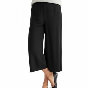 Ann Taylor Black Elastic Waist Cropped Wide Leg Knit Pants Culottes Size Medium